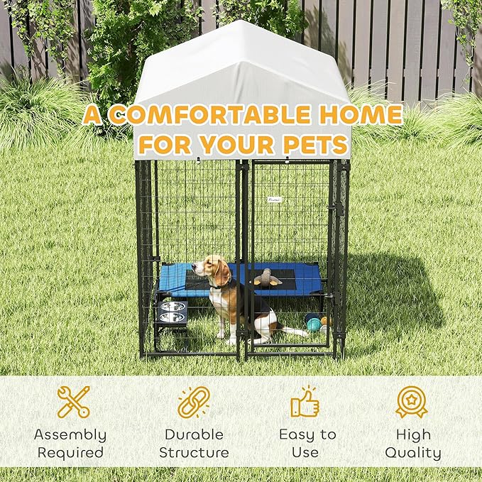 PawHut Outdoor Dog Kennel with Roof, UV-Resistant & Waterproof Cover, - Image 6