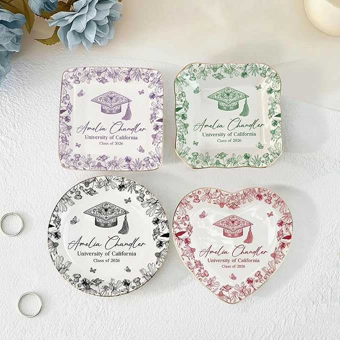 LOVELYPOD Personalized Graduation Trinket Tray, Personalized College Ring Dish - Image 3