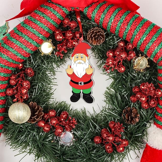 Middle Finger Gnome Ornaments Personalized Christmas Tree Ornament Decorations - Image 5