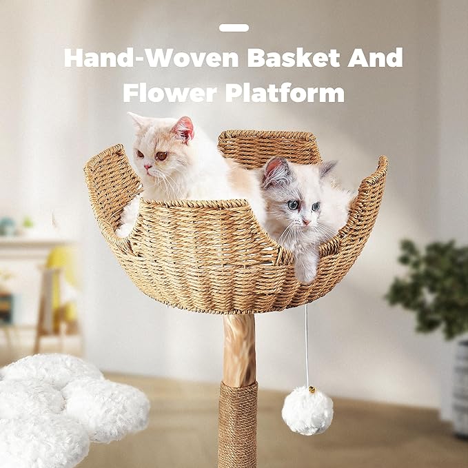 Easyego Modern Cat Tree, 45.6" Aesthetic Wood Cat Tree Tower - Image 5