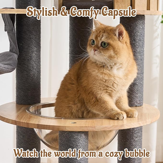 Modern Cat Tree Tower with Scratching Post, 61.5in Tall Cat Tree - Image 5