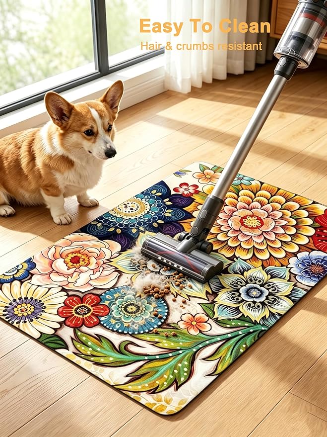 Rnivvi Dog Food Mat, Cute Anti-Slip Rubber Pet Feeding Rug Protect Floors - Image 6