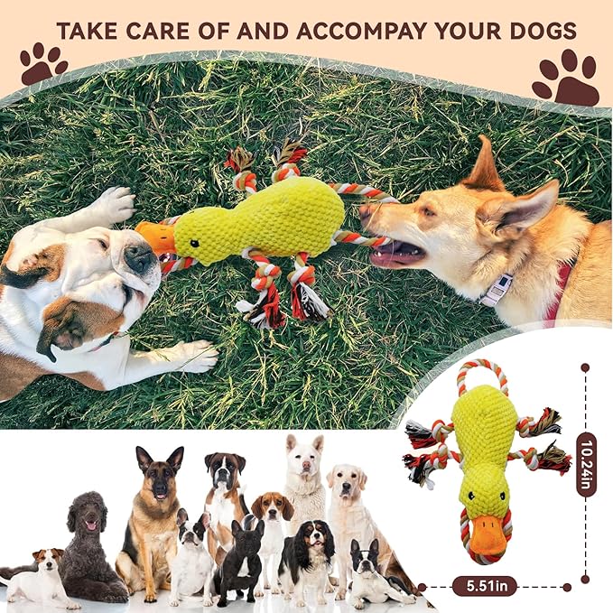YZHDUXIU Tug of War Dog Toy, Squeaky Dog Toys Interactive Duck Puppy Toys to - Image 2