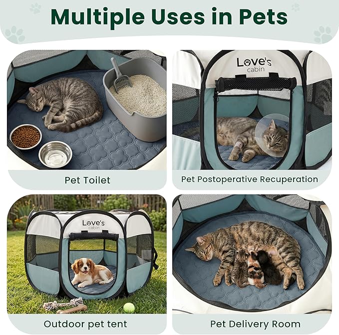 Love's cabin Dog Playpen with Washable Pee Pad, Puppy Pet Cat Playpen Small - Image 5