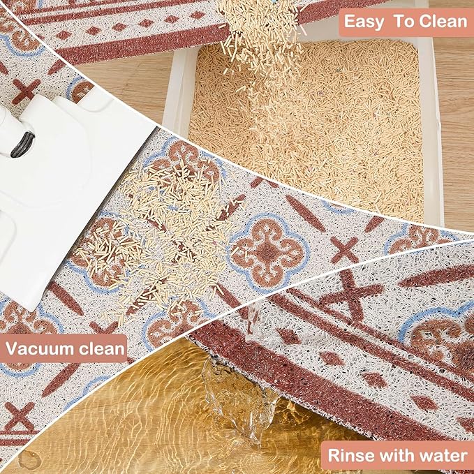 Glittme 33"X22" Arch Shape Cat Litter Mat Trapping Pad Soft Loop-Mesh Litter - Image 5