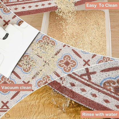 Glittme 33"X22" Arch Shape Cat Litter Mat Trapping Pad Soft Loop-Mesh Litter - Image 5