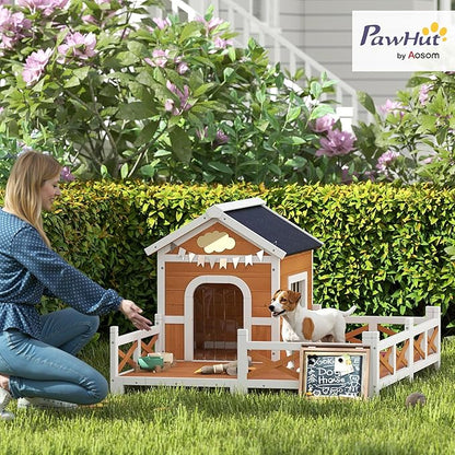 PawHut Outdoor Dog House, Weatherproof & Openable Roof, Elevated Base, - Image 2