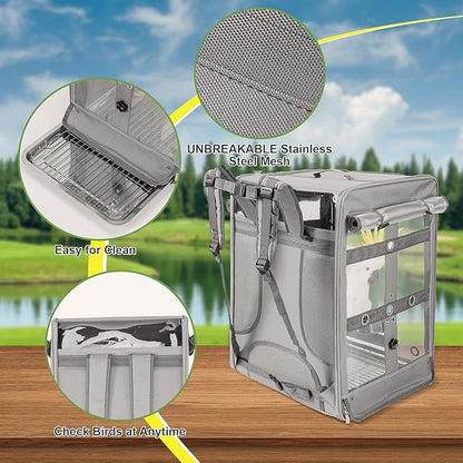 Bird Carrier Travel Cage, Cockatoo Carrier, Parrot Travel Backpack - Image 3