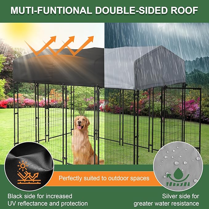 8x4x6 FT Outdoor Dog Kennels for Large Dogs, Heavy Duty Welded Wire Steel - Image 3