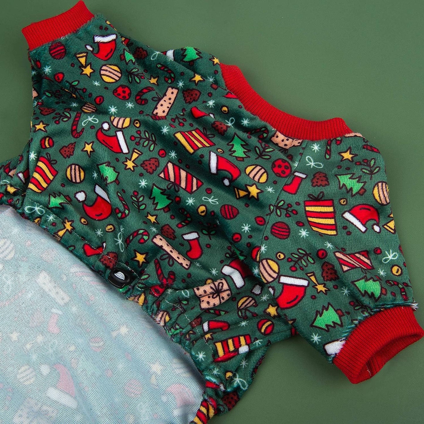 CuteBone Dog Christmas Pajamas Puppy Onesies Small Dogs Soft Pjs Coat Cat Apparel Comfy Pet Clothes Outfit Doggie Bodysuit P111XS