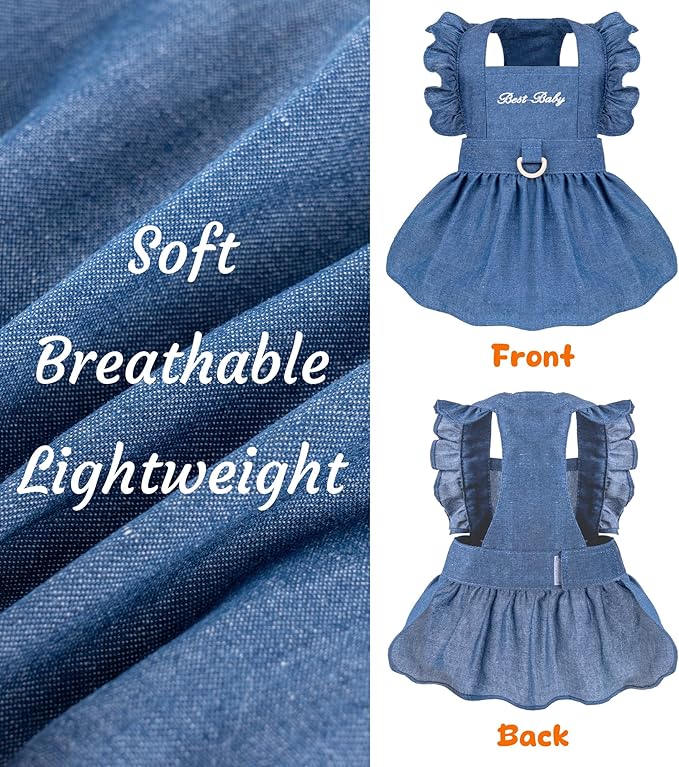 Denim Cat Dog Dress Clothes for Small Dogs - Image 6