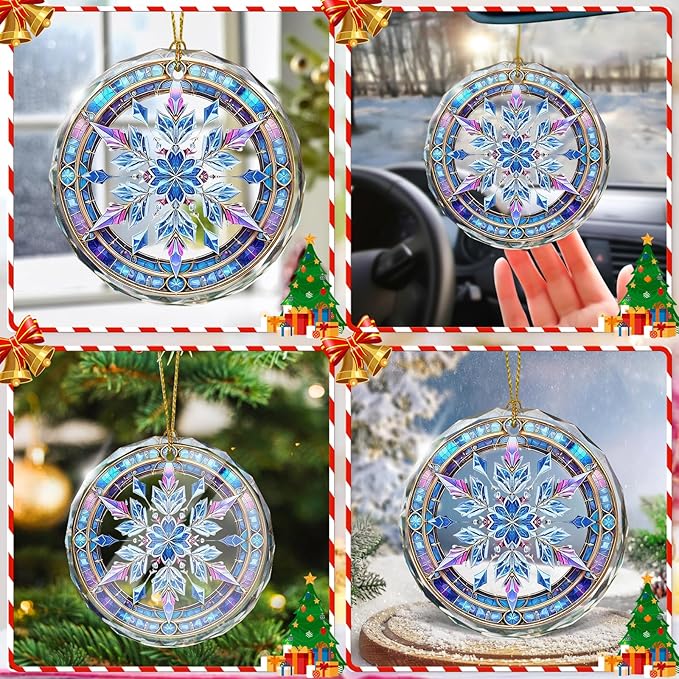 Stained Glass Snowflake Ornament, Snowflake Christmas Tree Ornaments, Gift - Image 6