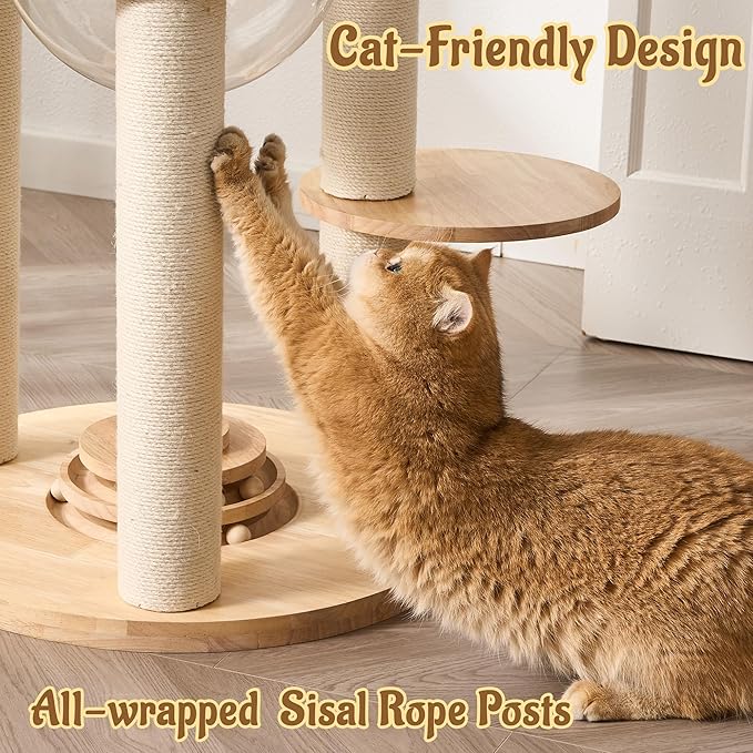 Modern Cat Tree Tower with Scratching Post, 61.5in Tall Cat Tree - Image 8