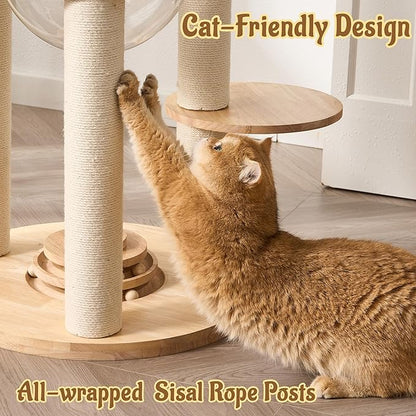 Modern Cat Tree Tower with Scratching Post, 61.5in Tall Cat Tree - Image 8