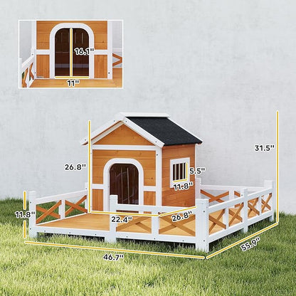 PawHut Outdoor Dog House, Weatherproof & Openable Roof, Elevated Base, - Image 7