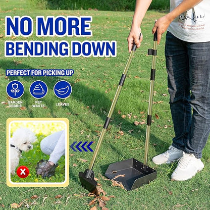 Pooper Scooper for Large Dogs, Adjustable Long Handle Metal Tray and Spade Poop - Image 2