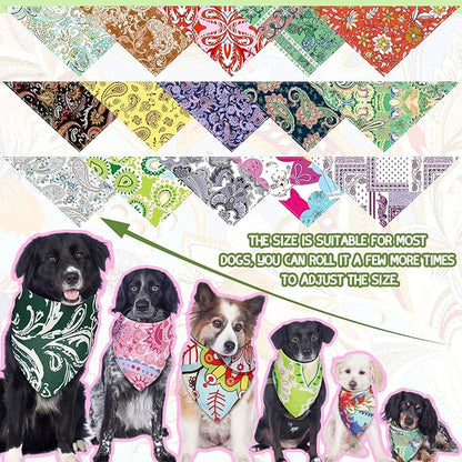 Huhumy 100 Pcs Paisley Dog Bandanas Bulk Pet Bibs Colorful Triangle Scarf Pet - Image 3