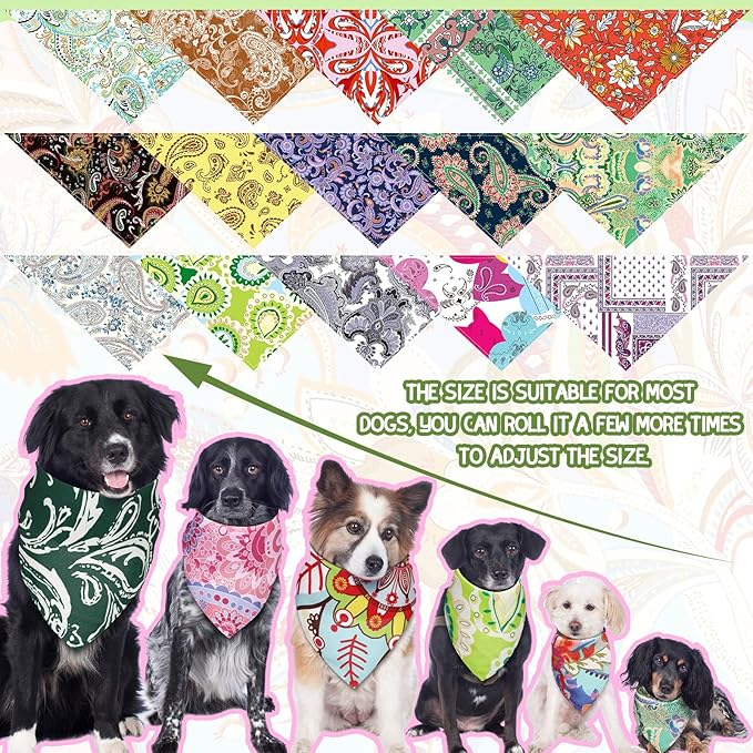Huhumy 150 Pcs Paisley Dog Bandanas Bulk Pet Bibs Colorful Triangle Scarf Pet - Image 3