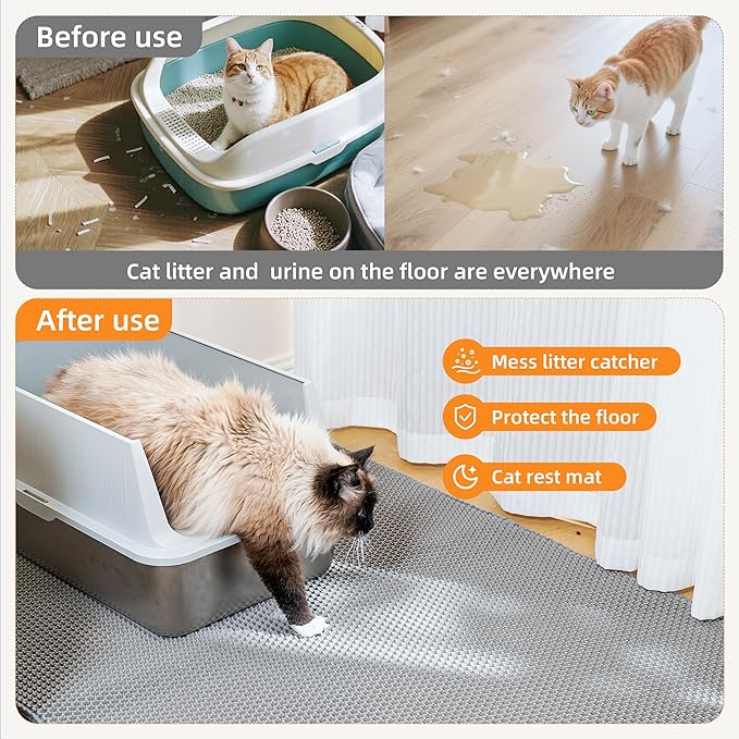 Cat Litter Mat for Litter Box, Easy-Clean Scatter Non-Slip Kitty Litter Mat - Image 5