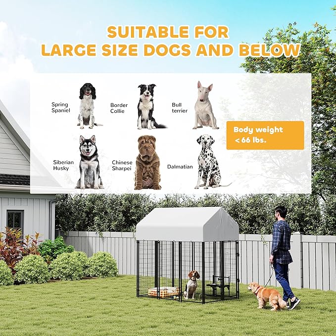PawHut Outdoor Dog Kennel with Roof, UV-Resistant & Waterproof Cover, - Image 8