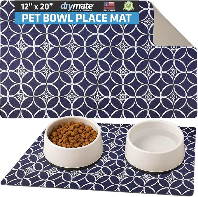 Drymate Pet Bowl Placemat, Dog & Cat Food Feeding Mat by Drymate