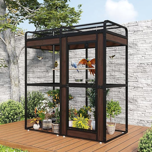 Large Bird Cage for Parakeets Outdoor Bird Aviary Parrot Cage by wonline