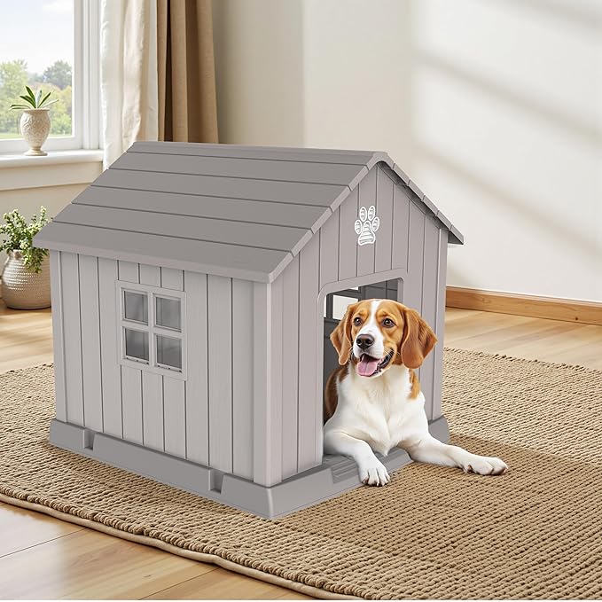 Vixzen 32in Large Outdoor Dog House, Durable Water Resistant Resin Dog House - Image 7