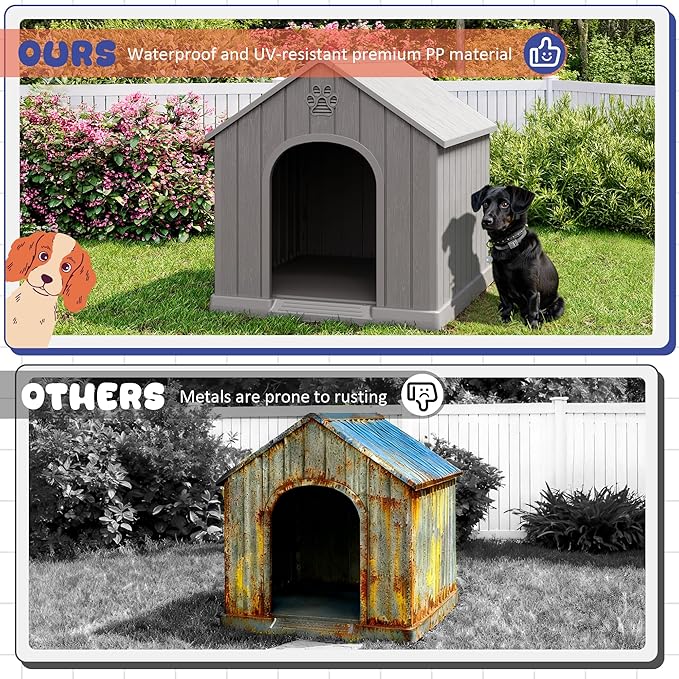 Bifanuo Dog House Outdoor Indoor, Plastic Small Dog House-Weatherproof Design - Image 6