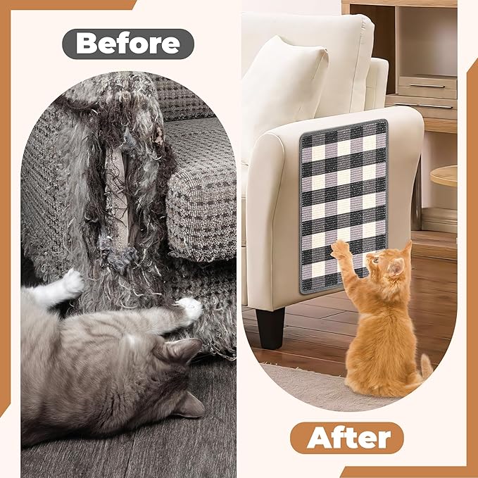Cat Scratcher Mat, Natural Sisal Cat Scratch Pad, 23.6x15.7 Inch Horizontal Cat - Image 5
