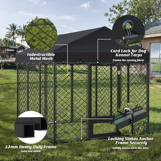 6x6FT Dog Kennel Outdoor with Roof - Image 4