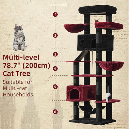 Gitelsnour Gothic Cat Tree for Large Cats, 78.7" Tall Cat Tower for Indoor Cats - Image 2