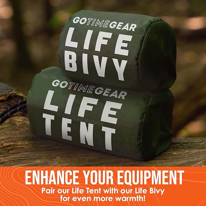 Go Time Gear Survival Life Tent • 2 Person Mylar Emergency Shelter Tube Tent + - Image 8