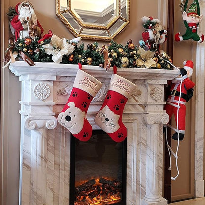 WEWILL 18’’ Dog Felt Christmas Stockings Paws Embroidered - Image 8