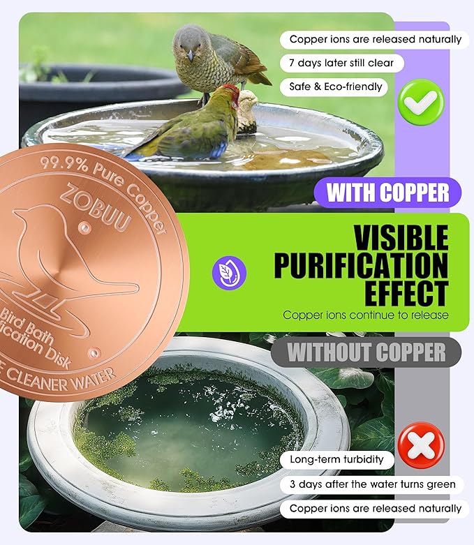 2 Pack Bird Bath Copper Disk, 0.6mm Thickness 99.9% Pure Copper Bird Bath - Image 3