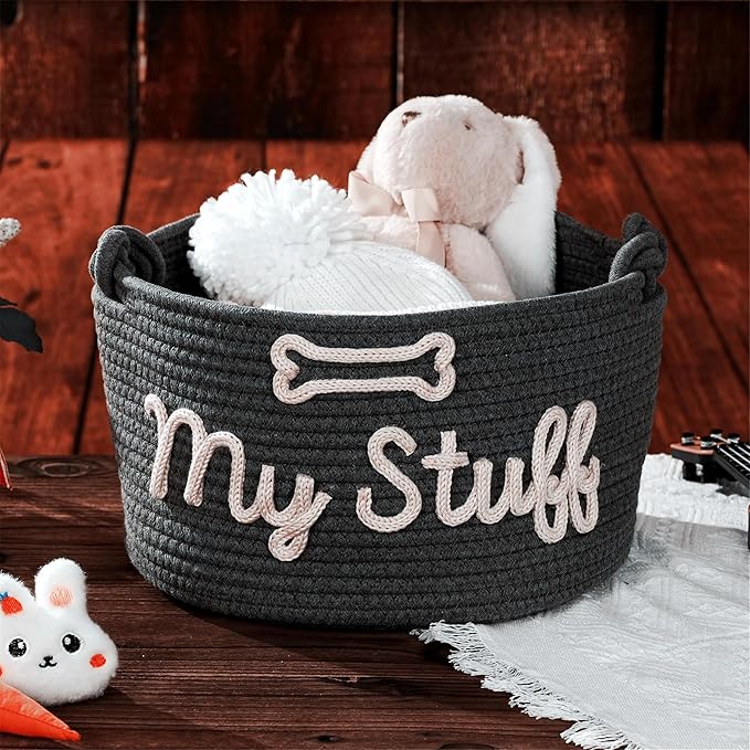 JUPPE Pet Dog Basket with Personalized Name, Dog Toys Storage Organizer Custom - Image 6