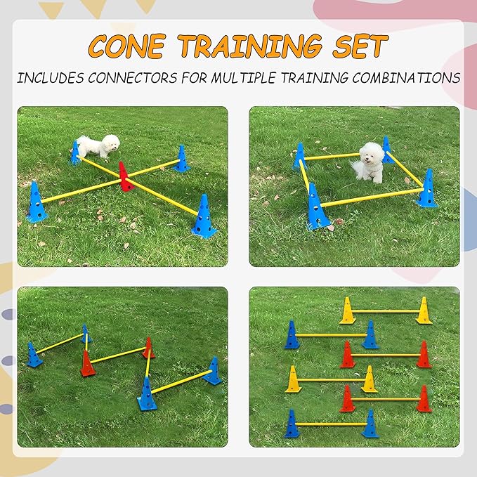 Dog Agility Hurdle Cone Set, Dog Agility Backyard Set Include Height cossbar - Image 2