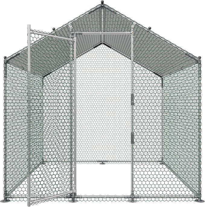 VEVOR Metal Chicken Coop, 6.56x6.56x6.56ft Large Walk-in Chicken Runs - Image 9