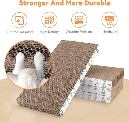 PatiencET Cat Scratch Pad with Box, 4 Pack Cardboard Cat Scratcher Lounge Bed - Image 5