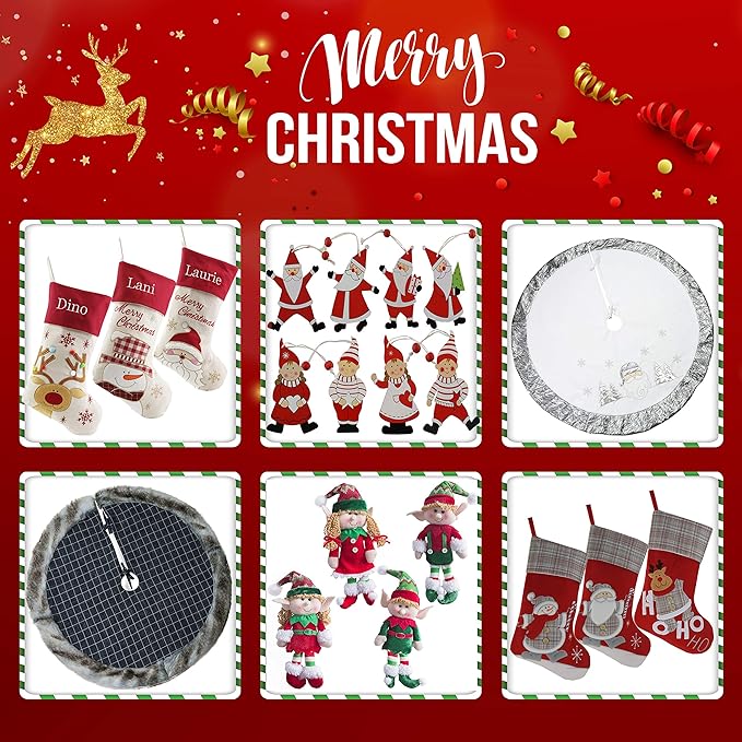 WEWILL 20'' Cute Cat Christmas Stockings Embroidered Xmas Socks Holiday Party - Image 7