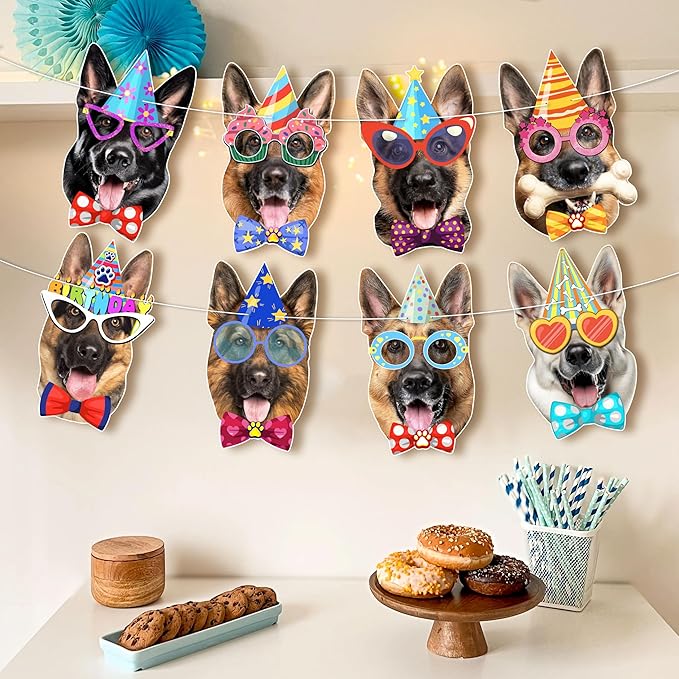 German Shepherd Birthday Garland — Photographic GSD Faces Birthday Banner - Image 6