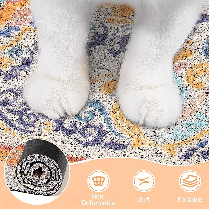 Unicorn Catcher Cat Litter Mat 33" x 22" Non-Slip Litter Box Mat Washable - Image 5