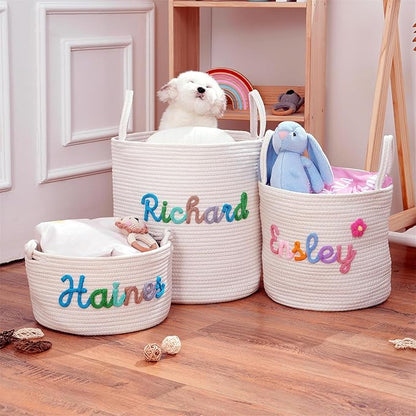 JUPPE Pet Dog Basket with Personalized Name, Dog Toys Storage Organizer Custom - Image 7