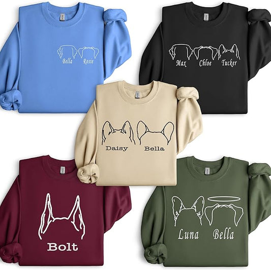 Custom Dog Mom Shirt Personalized Dog Ears Sweatshirt by CustomUnique