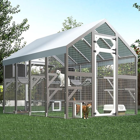 Extra Large Catio Outdoor Cat Enclosure Waterproof, Walk-in Outdoor Pet House by MAGAZOOPET