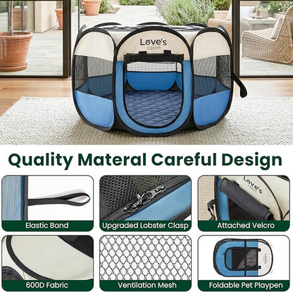 Love's cabin Dog Playpen with Washable Pee Pad, Puppy Pet Cat Playpen Small - Image 8