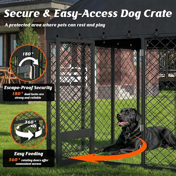 6x6FT Dog Kennel Outdoor with Roof - Image 3