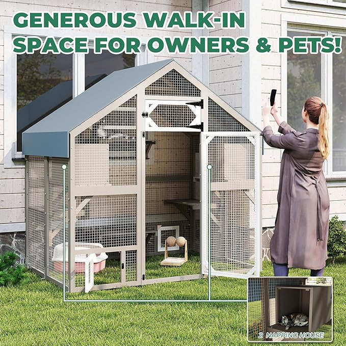 71" H Catio Outdoor Cat Enclosure Weatherproof, Large Walk-in Cat House - Image 6