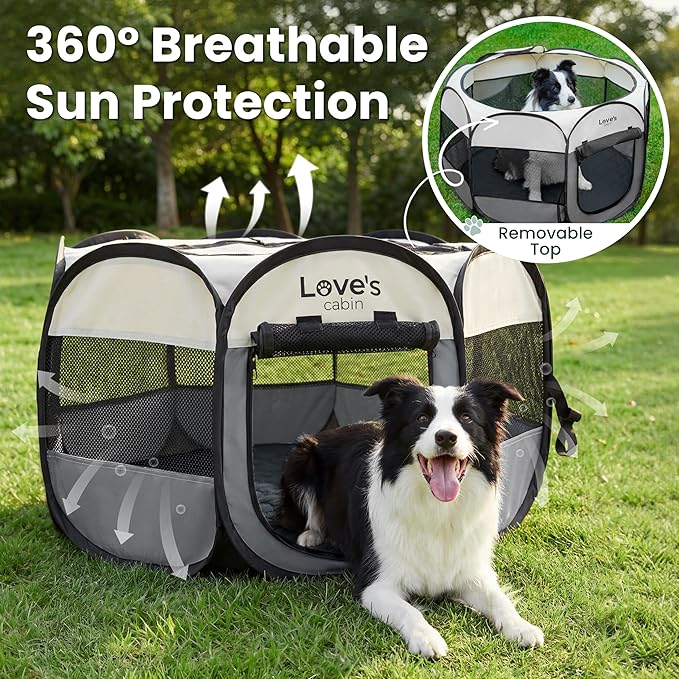 Love's cabin Dog Playpen with Washable Pee Pad, Puppy Pet Cat Playpen Small - Image 7
