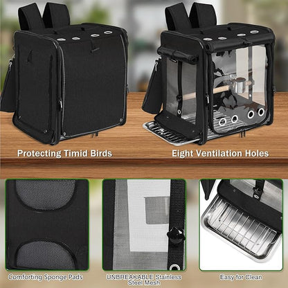Bird Carrier with Seat Belt for Car Travel, Bird Backpack Carrier with - Image 3