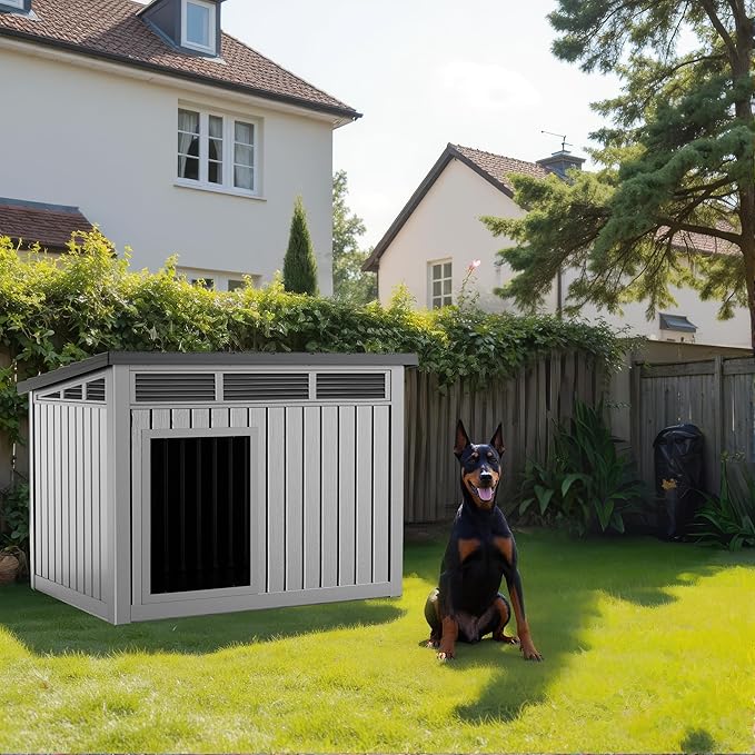 DRATO Dog House, Weatherproof Resin Outdoor Dog House - Image 5